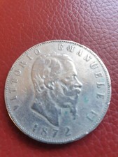 5 LIRE VITTORIO EMANUELE II 1872 ZECCA M ARGENTO COLPETTI