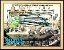 Cambogia 2000 Eurotunnel Le Shuttle Treni Motori a Vapore Locomotive Ferrovia MNH