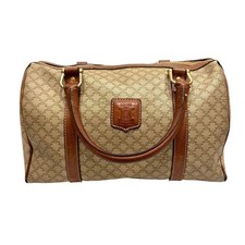 Borsa a mano Celine Macadam Triomphe Mini Boston beige pelle PVC usata Giappone