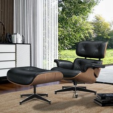 Poltrona lounge in noce sedia e ottomana pelle grana superiore lounge chair e sgabello