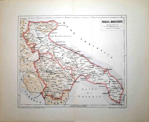 Carta geografica antica - , puglia