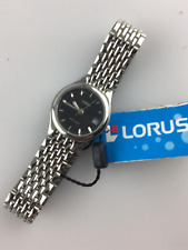 Orologio Lorus Donna Quarzo 22 mm  Vintage Dial Nero Acciaio Manca il Fondello