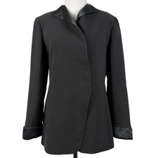 Giorgio Armani Blazer di seta etichetta nera donna 40 nero asimmetrico sera