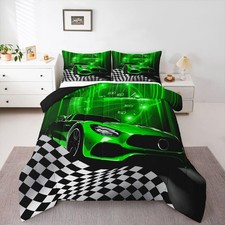 Green Race Car Comforter Set