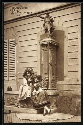 Cpa colmar souvenir avec deux - souvenir,