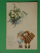 BERTIGLIA vecchia cartolina bambini fisarmonica