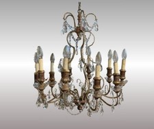 LAMPADARIO VINTAGE - METALLO - VETRO - LEGNO