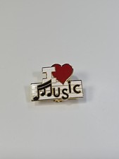 I Love Music Lapel Pin Red