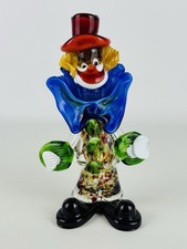 Vetro Di Murano Statua Pagliaccio Scultura Clown Colorato Vintage 1970