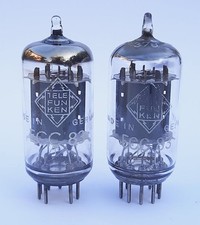 2x ECC83, Telefunken, piastre lisce, testate
