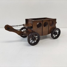 CARROZZA DI LEGNO ANNI 80 DA SCRIVANIA PORTA PENNE SIGARI E OGGETTI VARI UFFICIO