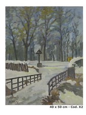 QUADRO OLIO PAESAGGIO NEVE AL