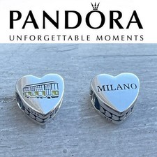 Raro Charm Pandora Milano Italia Esclusivo Trolley Bus Paese Esclusivo Bottone