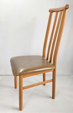 Sedia legno noce chiaro sedile imbottito marrone vintage anni'70 mai usate