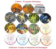 News -2 Séries = 15 Capsules de champagne - GENERIQUES "La Vigne et Empreintes"