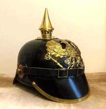 Elmetto in pelle replica prussiano a punta prima guerra mondiale casco tedesc...