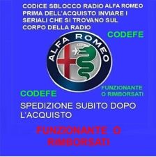 CODICE SBLOCCO RADIO AUUTORADIOALFA ROMEO GIULIETTA MITO  DO SUBITO IL CODE