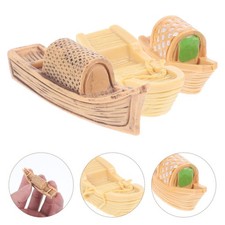 3 pezzi Mini di barca rustica Mini barca in resina Scena vintage Mini