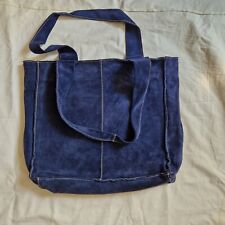 Borsa shopper in camoscio blu