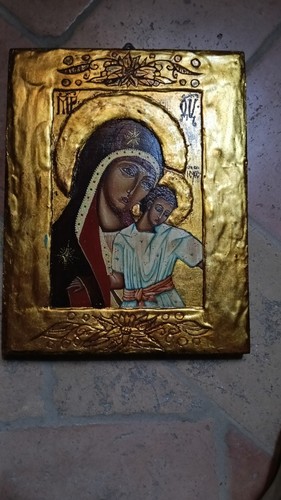 Icona russa eleusa - icona, scolpita
