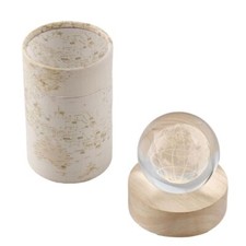 Mappamondo vetro 8 cm su base legno LED in scatola regalo BOMBONIERA 1FJR