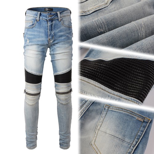 Jeans uomo punk - pu, patchwork