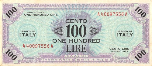Italia 100 lire serie - italia, 1943
