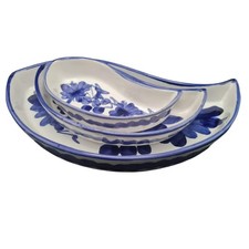 Set 3 Vassoi Ceramica Bianca e