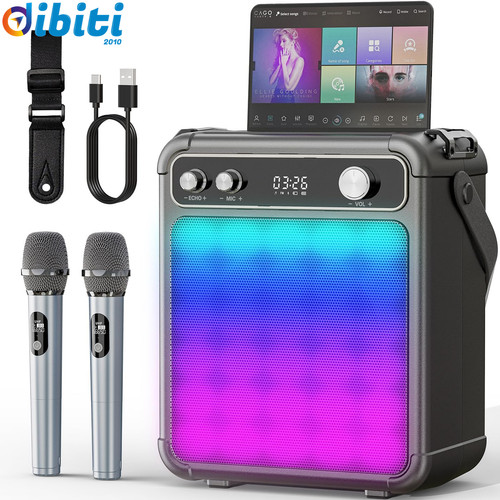 Karaoke con microfoni - con, microfoni,cassa