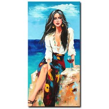 NOVAARTE quadro acrilico donna pittura astratta mare arte moderno vino ORIGINALE