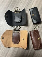 Originale Ed Esclusivo Portachiavi 4 Ganci Vera Pelle Nera Cuoio Color Castagna