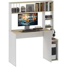 HOMCOM Scrivania PC Moderna con Porta CPU e Scaffale 113x45x138.5cm Rovere