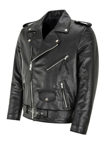 Giacca pelle nera slim fit - in,