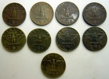  Vittorio Emanuele III serie completa  cent 5 Impero 1936 -1943 9 monete 2 rare