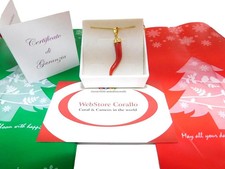 Ciondolo ITALIANO Naturale in Pietra Preziosa di Corallo Rosso Corno d'Oro 18k 750 Uomo Italia
