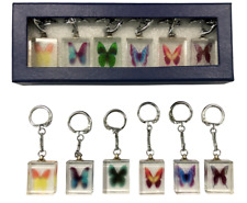 SET 6 PORTACHIAVI FARFALLA NEL CRISTALLO CM 3X2,4 TOTALE CM 8 IN SCATOLA REGALO