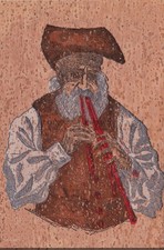 CALANGIANUS - Costumi della Sardegna, Suonatore Launeddas, Cartolina in Sughero