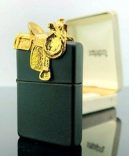 Zippo accendino Sculpture Series sella cavalli nero placcato oro 1990 3D VI