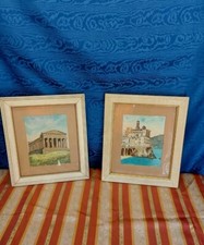 Coppia Dipinto Olio Su Tavola