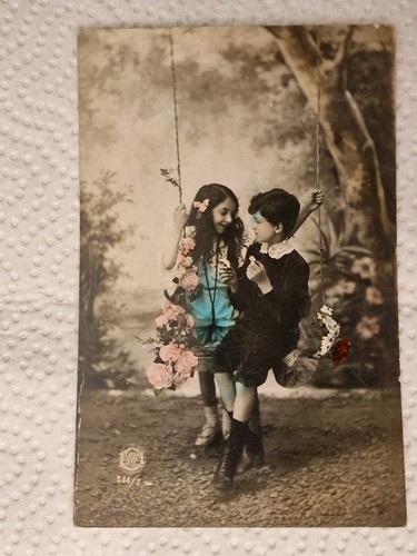 Cartolina foto bimbi altalena - foto,