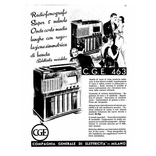 Cge radio 463 radiofonografo - radio,