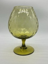 Vintage Empoli Vetro Verde Oliva Brandy Snifter MCM Diamante Ottica Italia 8,5"