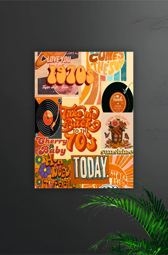 Retro 1970s music collage - retro,