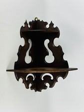 Antica Mensola Angolare Liberty In Legno A Due Ripiani Epoca Inizio XX Sec.