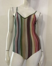DENNY ROSE Maglia body fantasia righe colorate multicolore lurex Tg XS