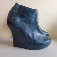 stivaletti jeffery campbell zecca platform punta aperta taglia 8 blu chiusura zip arte da indossare