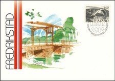 Fredrikstad Germania Francobollo Esposizione Ponte Aland Finlandia Mint Maxi Card 1989
