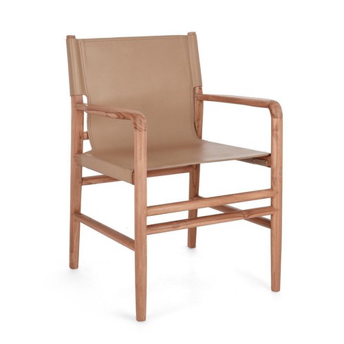 Poltrona etnica teak pelle - poltrona, e
