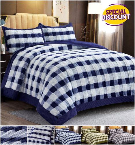 Check bedspread 3pcs throw - bedspread,