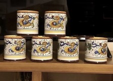 DERUTA SERVIZIO da 6 TAZZE Ceramica Dipinta Mano Anni 70 VINTAGE Motivo DRAGONI